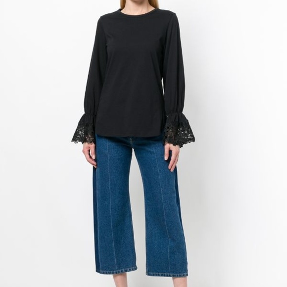 See By Chloe Tops - See by Chloe Black Lace Trimmed Blouse XS